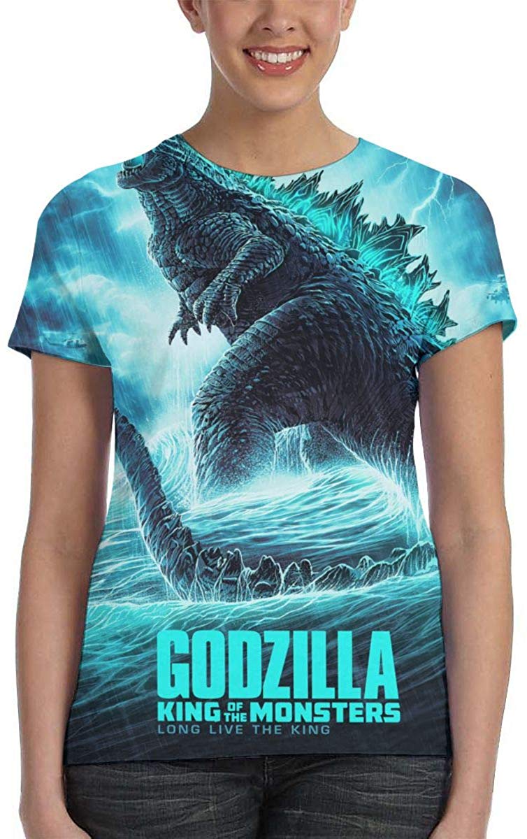 Womens God Zilla 2 King of Monsters 3D Printed Short Sleeves Shirt Godzi20