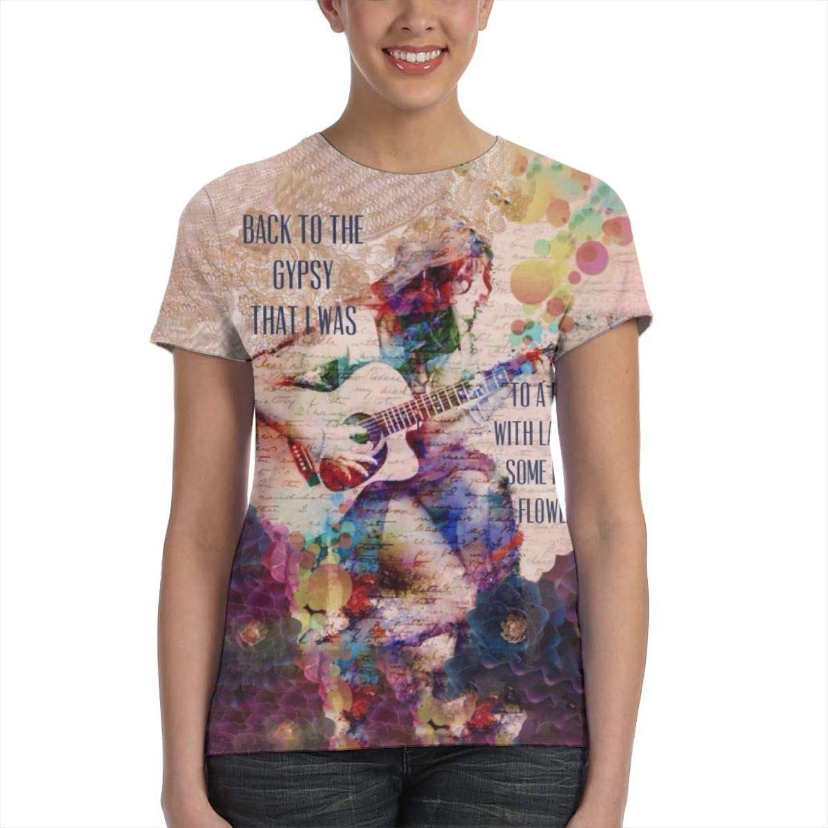 Back to The Gypsy That I was Women's 3D Print Graphic Hippie Music T Shirt Stevie Nicks Retro T Shirt White9