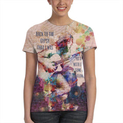 Back to The Gypsy That I was Women's 3D Print Graphic Hippie Music T Shirt Stevie Nicks Retro T Shirt White9