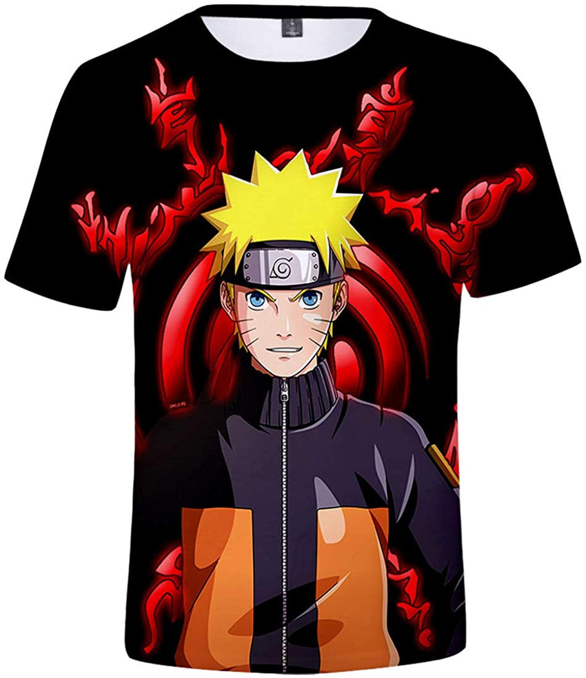 Unisex Novelty Tee Tops 3D Printed with The Japanese Anime Naruto T Shirts for Men Women Red Naruto