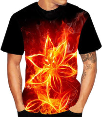 Mens T Shirt 3D Flood Printed Short Sleeved Top Blouse Black2