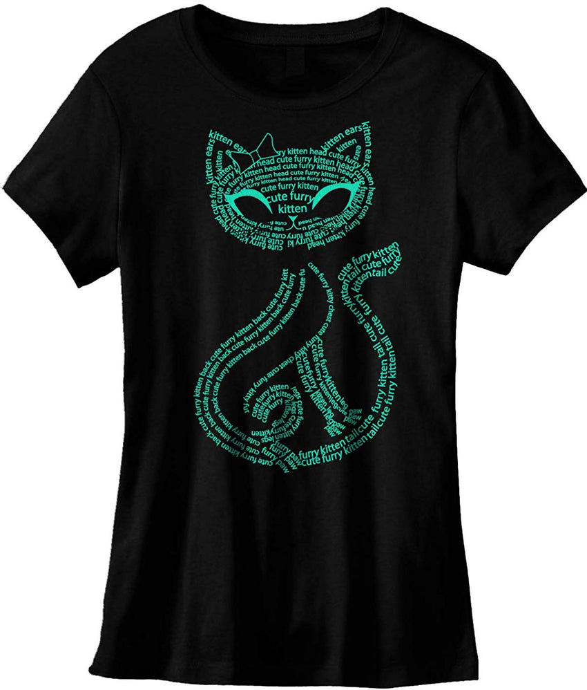 Vintage Cute Sassy Cat Kitty Print t Shirts for Women Letter Cat Black mint