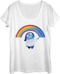 Inside Out Women's Sadness Rainbow Scoop Neck T Shirt White