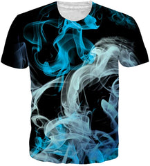Unisex 3D Printed Summer Casual Short Sleeve T Shirts Top Tees S XXL Blue Smoke