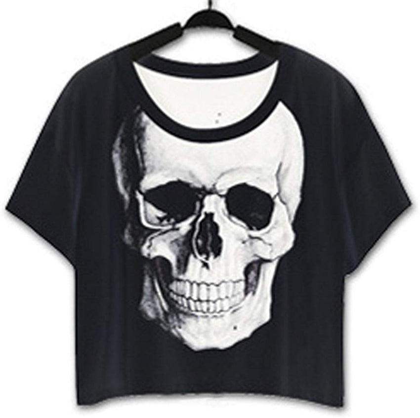 Women's Summer 3D Digital Printed Baggy Bat Casual T Shirt Skull1
