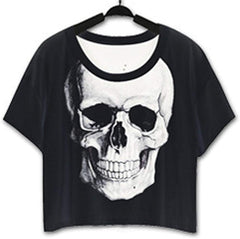 Women's Summer 3D Digital Printed Baggy Bat Casual T Shirt Skull1