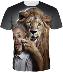 Men's 3D Print T Shirt Animal Adult Funny Novelty T Shirt Young Men Tee Short Sleeve Crew Neck Lion04