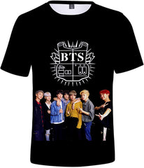 Women's Novelty T Shirts Kpop BTS Tee Tops Bangtan Boys 3D Printed Shirts J Hope RM Jimin V Jung Kook Album Black