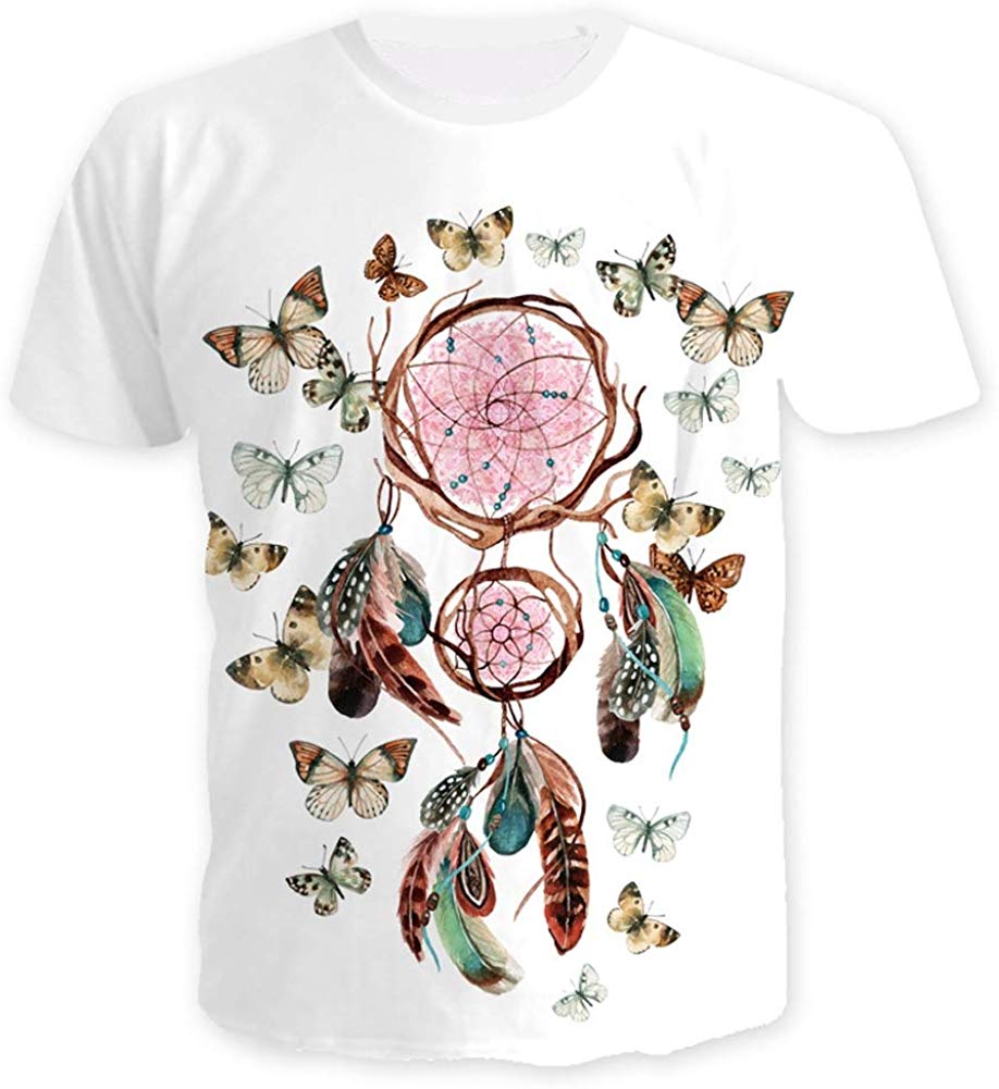 Fashion Mens 3D Digital Printed Design Pattern T Shirts Top Tees Butterfly
