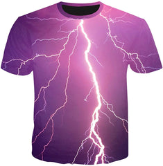 Unisex Flash Casual T Shirt Lightening 3D Printed Cool Crew Neck Parkour Tees Purple Red