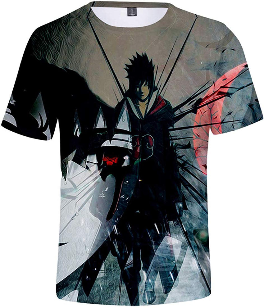 Unisex Novelty Tee Tops 3D Printed with The Japanese Anime Naruto T Shirts for Men Women Blood Tears