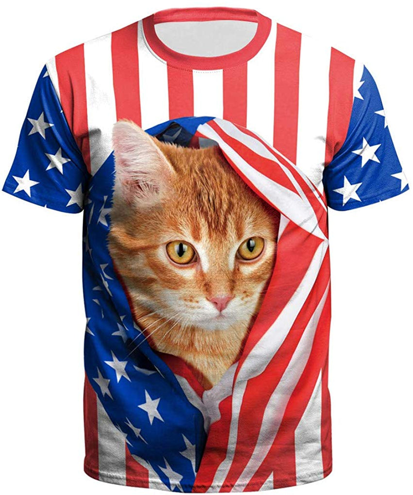 New USA Flag T Shirt Men Sexy 3D T Shirt Print Striped T Shirt Summer Tops Tees Red