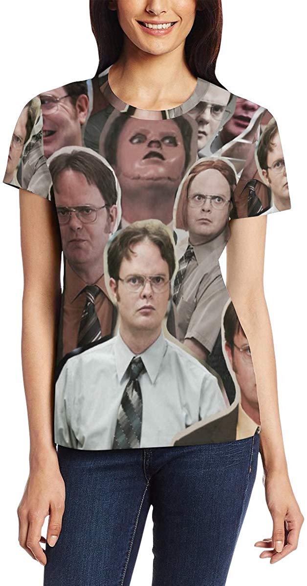 Womens 3D Digital Printed Post Malone Collage Short Sleeve T Shirts Tees Dwight Schrute3