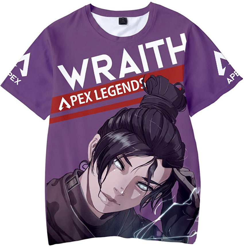 Fashion Apex T Shirt 3D Printed Game Topic Apex Legends Shirt for Men Women Teen Purple Wraith