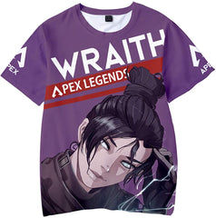 Fashion Apex T Shirt 3D Printed Game Topic Apex Legends Shirt for Men Women Teen Purple Wraith