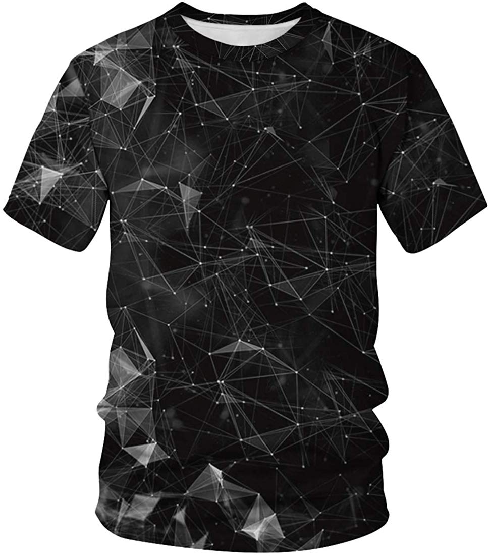 Unisex T Shirt 3D Pattern Print Novelty Short Sleeve Sports Fitness Summer Tee Line Crystal b
