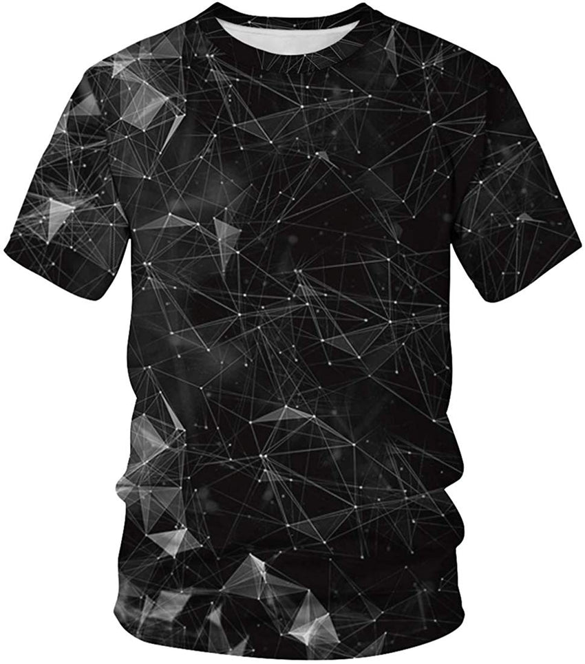Unisex T Shirt 3D Pattern Print Novelty Short Sleeve Sports Fitness Summer Tee Line Crystal b