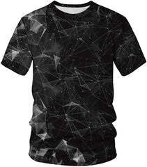 Unisex T Shirt 3D Pattern Print Novelty Short Sleeve Sports Fitness Summer Tee Line Crystal b