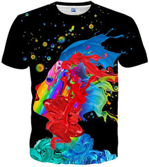 Unisex 3D Print Tshirts Short Sleeve Cool Graphic Tees for Women Men Style black
