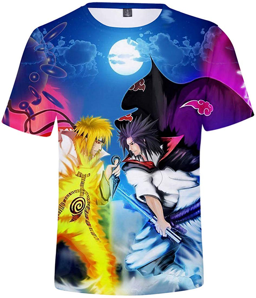 Unisex Novelty Tee Tops 3D Printed with The Japanese Anime Naruto T Shirts for Men Women Moon Night