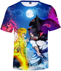 Unisex Novelty Tee Tops 3D Printed with The Japanese Anime Naruto T Shirts for Men Women Moon Night