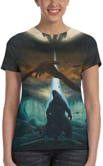 Womens God Zilla 2 King of Monsters 3D Printed Short Sleeves Shirt godzi40