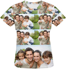 Custom Women's T Shirt with Faces Galaxy Personalized Print Short Sleeve Shirts Family Photo