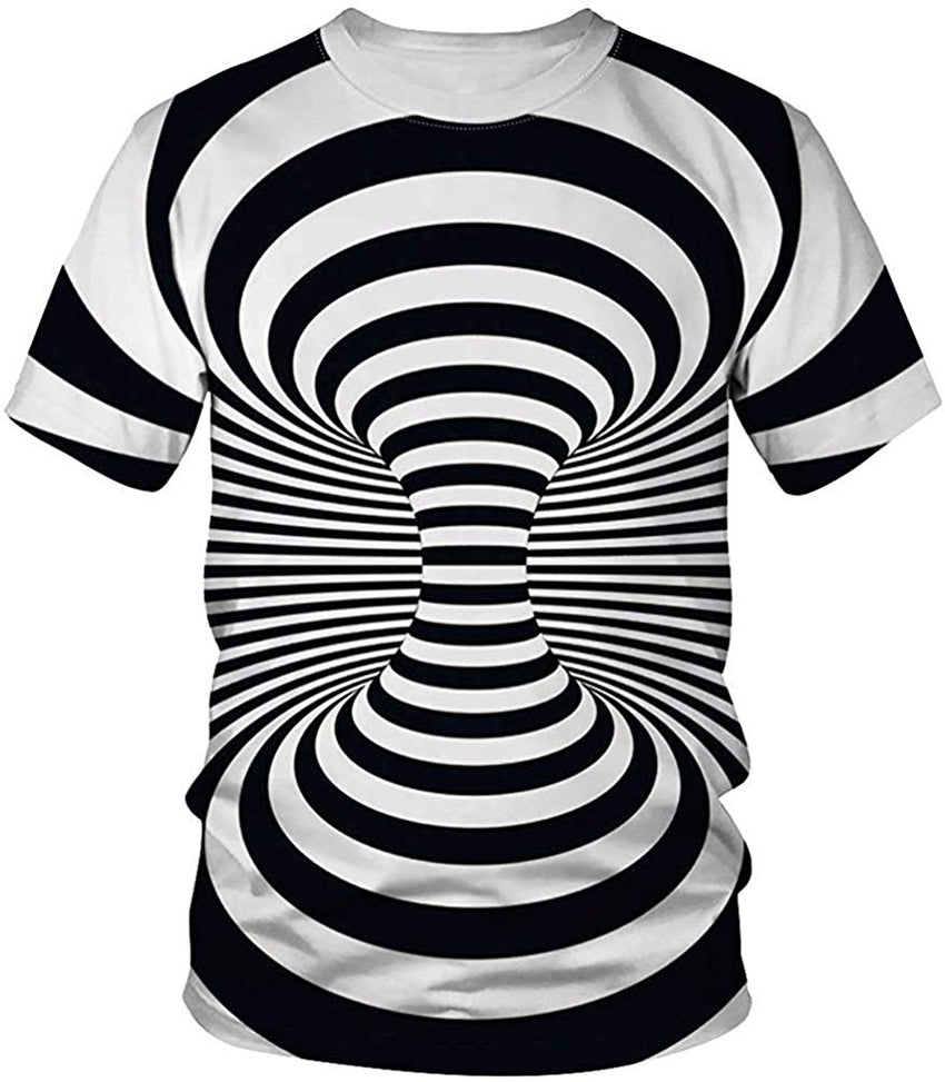 Men's Colorful 3D Animal Galaxy Print T Shirt Short Sleeve Fashion Casual Tees Stripe Vortex
