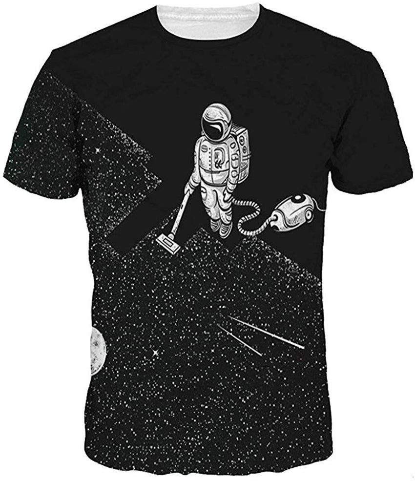 Men's Colorful 3D Animal Galaxy Print T Shirt Short Sleeve Fashion Casual Tees Astronaut Weed