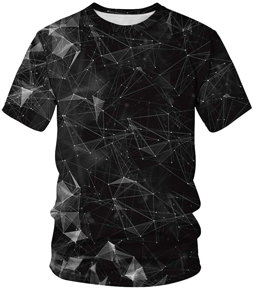 Unisex 3D Print Short Sleeve T Shirt Tees Tops For Men Women S 3Xl Black Constellation