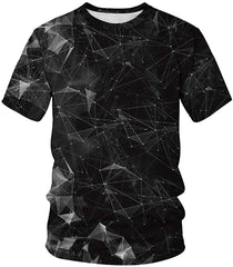 Unisex 3D Print Short Sleeve T Shirt Tees Tops For Men Women S 3Xl Black Constellation