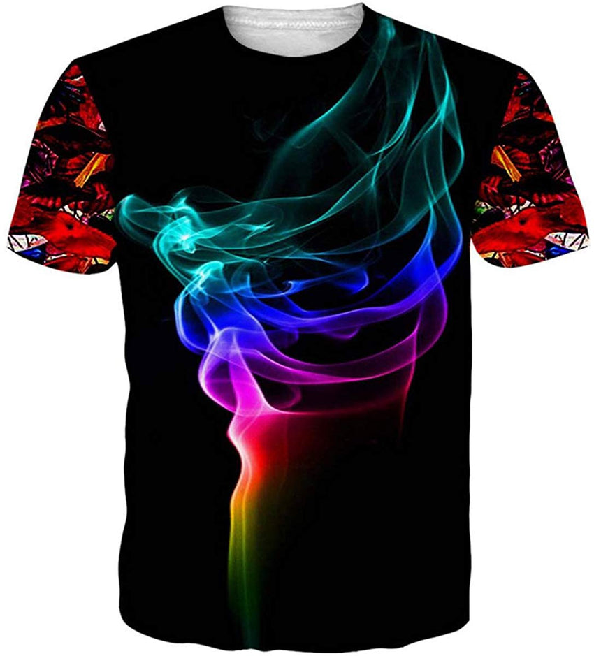 Unisex Cool Novelty 3D Graphic Print T Shirts Summer Short Sleeve Crewneck Tees Casual Tops Smoke