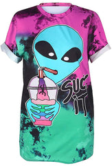 Street Style UFO Alien 3D Digital Print T Shirt Suck It