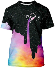 Unisex 3D Print Short Sleeve T Shirt Fashion Couple Tees Kids Rainbow Galaxy