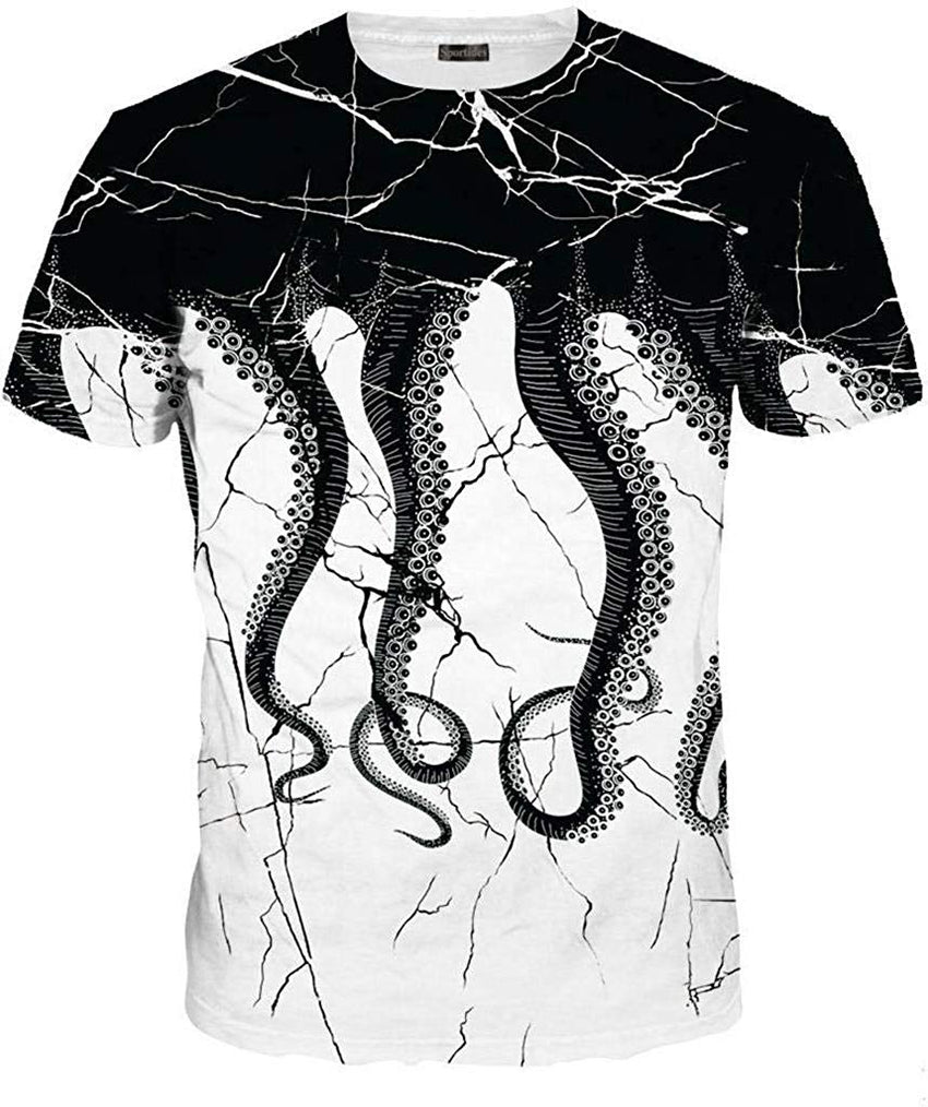 Unisex Men Women Realistic 3D Digital Print Couples Short Sleeve T Shirts Casual Tees LYT091 Lyt109 blackwhite