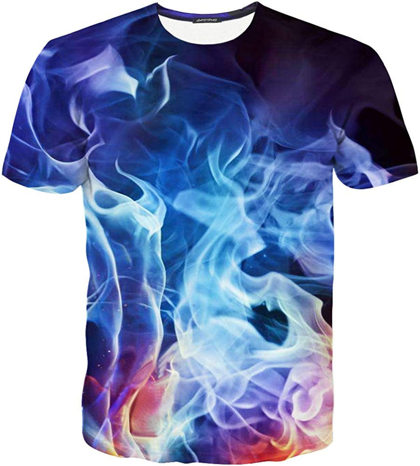 Unisex 3D Print Tshirts Short Sleeve Cool Graphic Tees for Women Men Purpleblue1