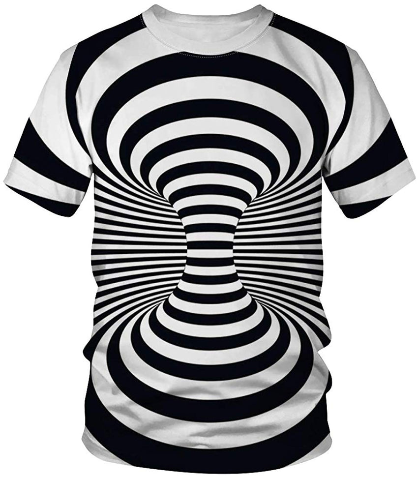 Unisex 3D Print Short Sleeve T Shirt Tees Tops For Men Women S 3Xl Optical Illusion Vortex