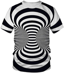Unisex 3D Print Short Sleeve T Shirt Tees Tops For Men Women S 3Xl Optical Illusion Vortex