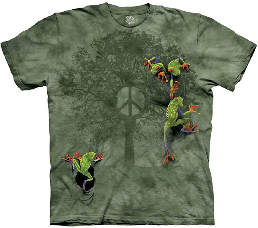Peace Tree Frog T Shirt Men&rsquo;s Short Sleeve Green