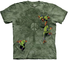 Peace Tree Frog T Shirt Men&rsquo;s Short Sleeve Green