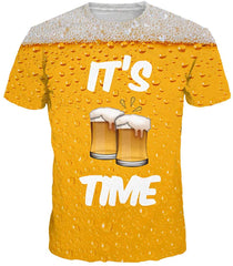 Sanatty Unisex Womens Mens Summer T Shirts Graphic 3D Galaxy T Shirts Tops Couple Tees Beer Time