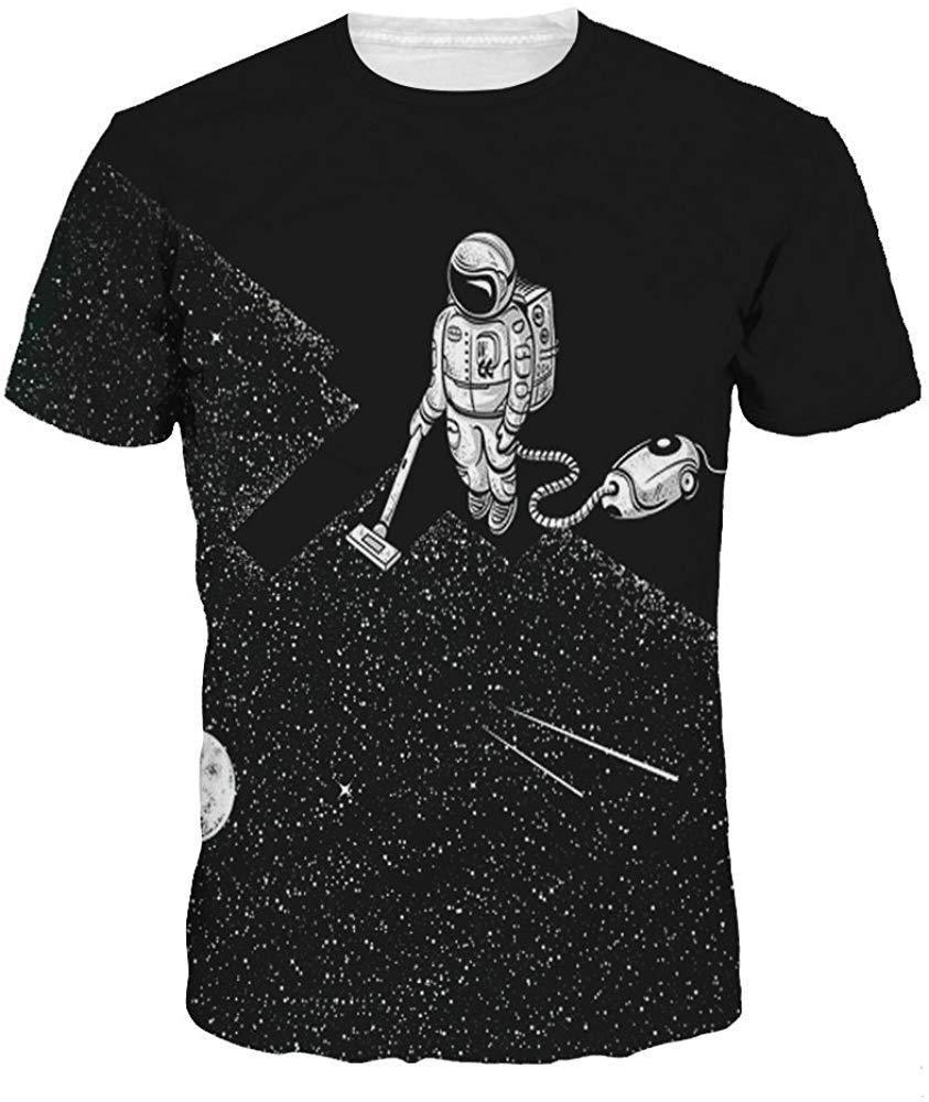 Unisex 3D Print Short Sleeve T Shirt Fashion Couple Tees Black#1
