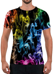 Unisex Fashion 3D Print T Shirts Funny Graphics Pattern Crewneck Short Sleeve Tees for Mens Womens Colorful Smoke 2