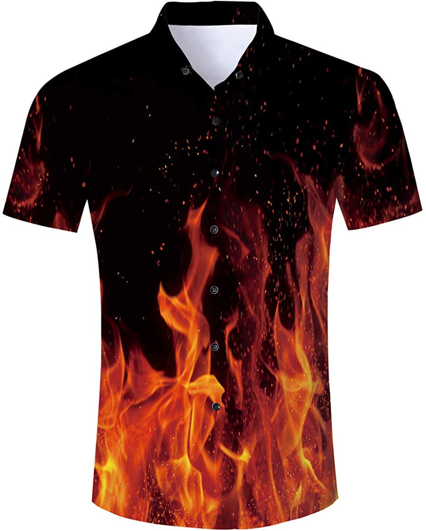 Unisex Short Sleeve 3D Digital Printed Personalized T Shirts Tees Fire Flame shirt