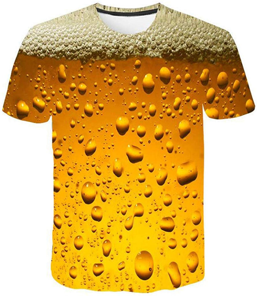 OrchidAmor 2019 Unisex Men's Womens Graphic 3D Galaxy Flood Printed Short Sleeved T Shirt Top Blouse Tees Yellow