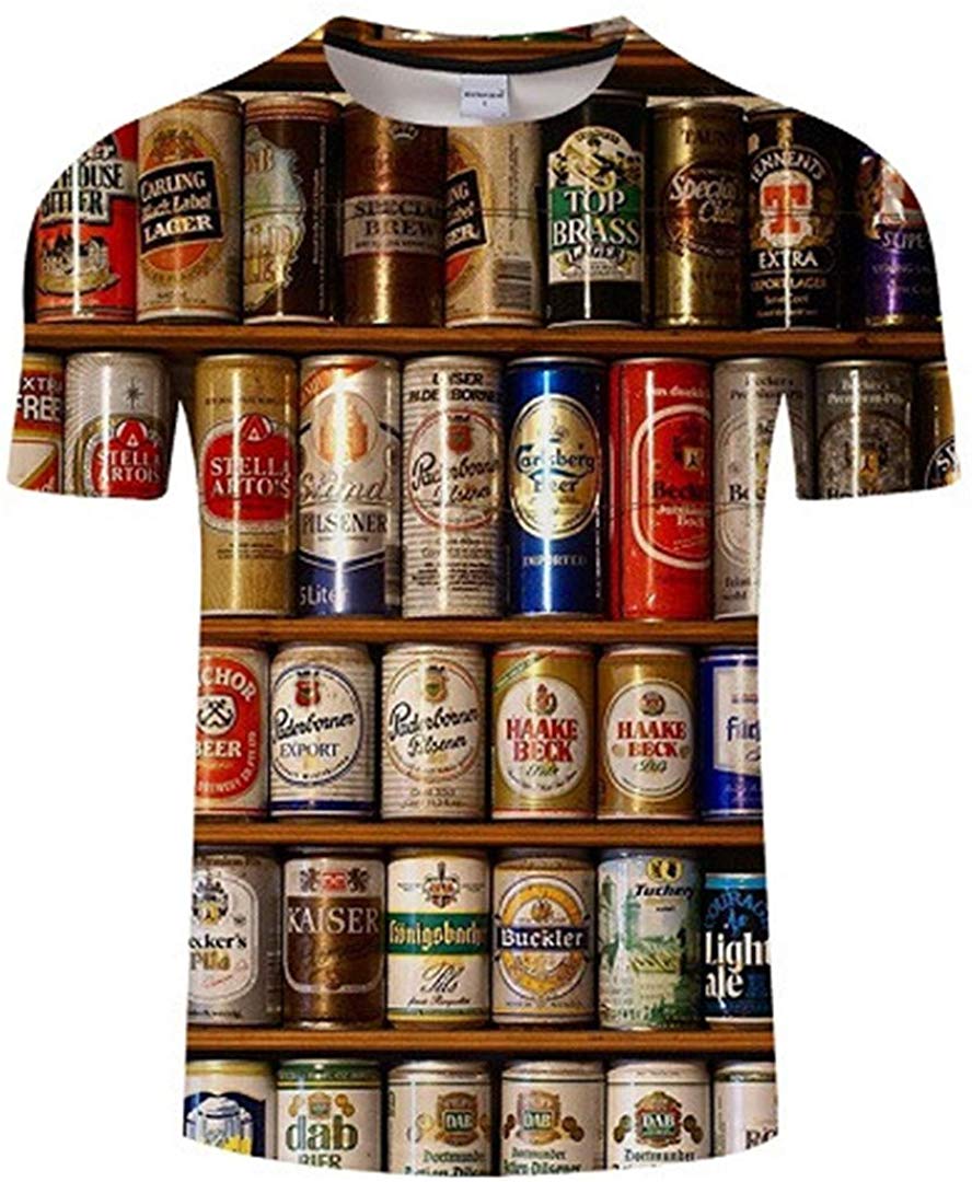 Summer Men's Clothing O Neck Clock Jacket Beer Short Sleeved 3D T Shirt Large Size 5XL Txkh3085