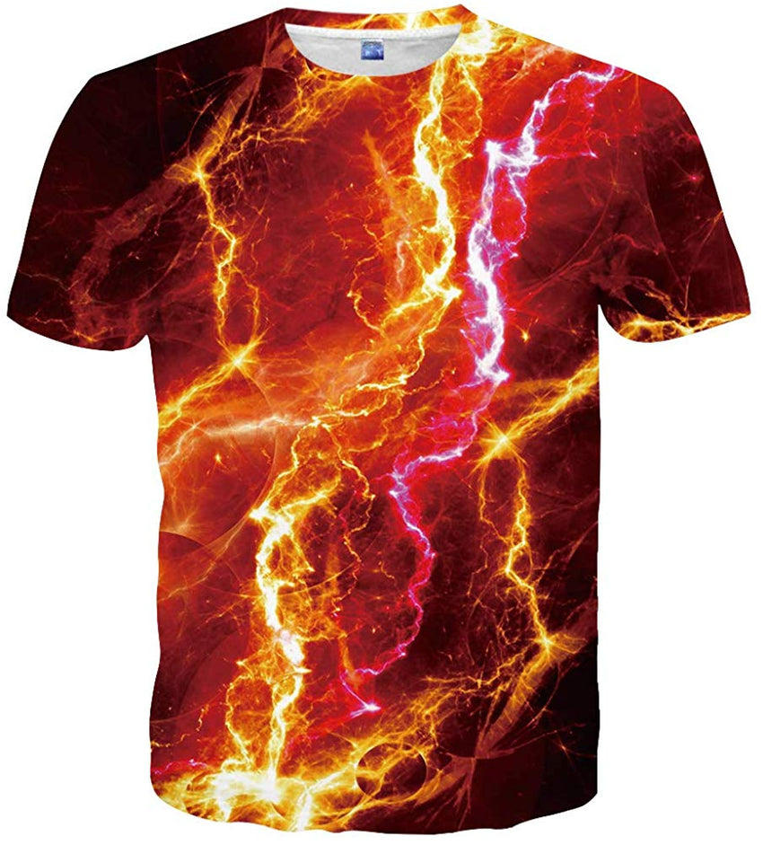 Unisex 3D Pattern Printed Casual Short Sleeve T Shirts Tees Red Fire