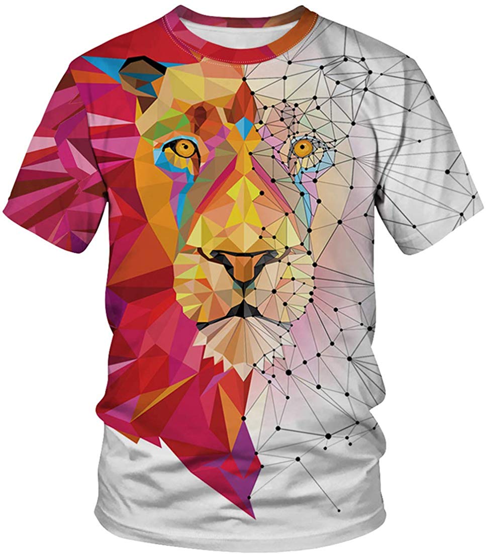 Unisex T Shirt 3D Pattern Print Novelty Short Sleeve Sports Fitness Summer Tee White Line b
