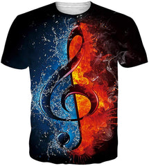 Men Women 3D Novelty Graphic T Shirts Short Sleeve Crewneck Tie Dye Tee Tops for Casual Music Note