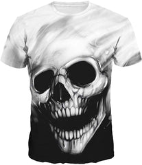 Unisex Men 3D Printed Casual Summer Short Sleeve T Shirts Tees Black&white Skull